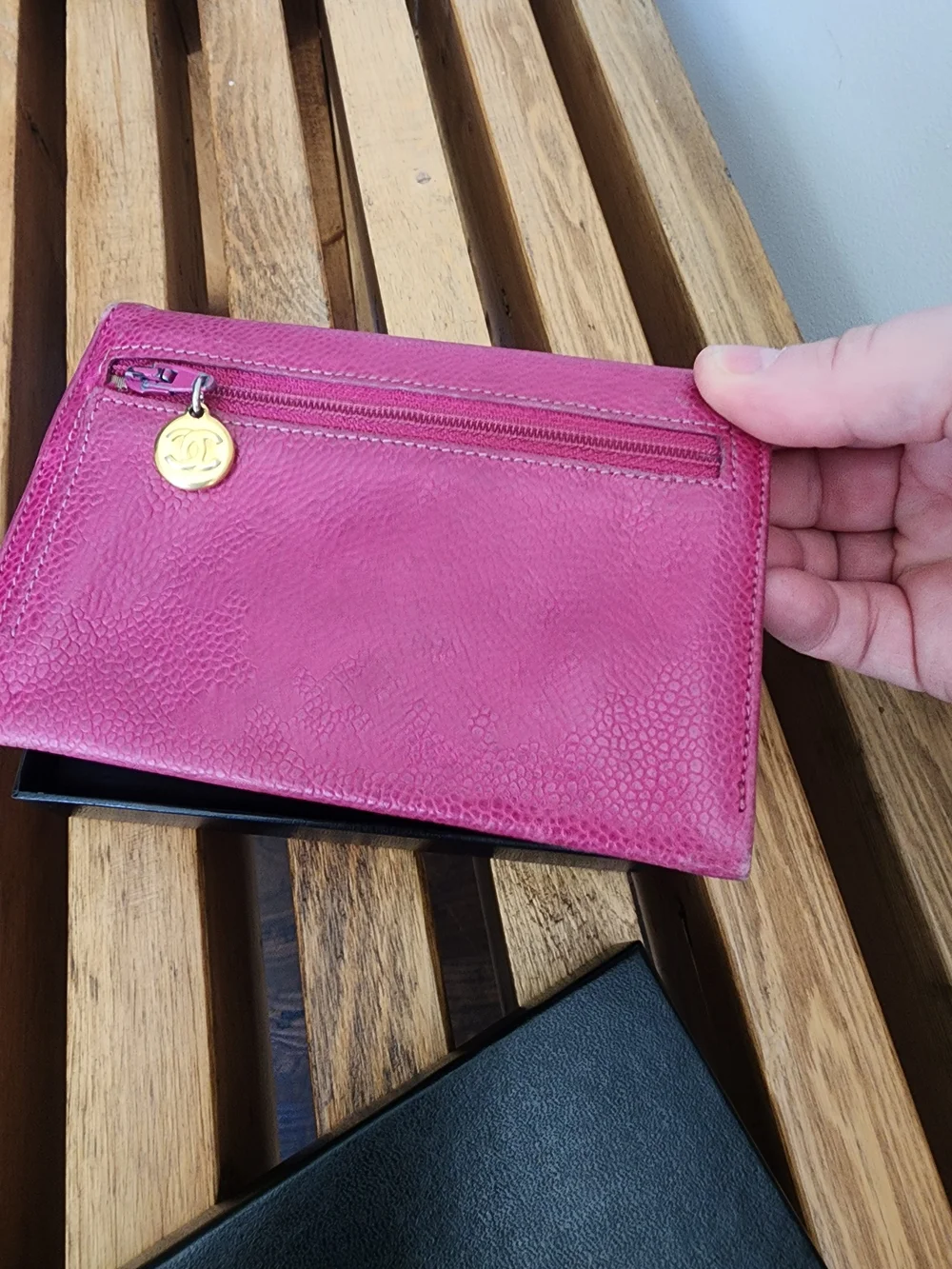 CHANEL Pink Quilted Leather Wallet